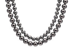 10mm & 8mm Double Layered Dark Grey Seashell Pearl Necklace