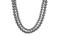 10mm & 8mm Double Layered Dark Grey Seashell Pearl Necklace