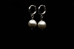 10mm Light Grey Seashell Pearl Earring