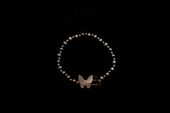Farasha Iradescent Blue Freshwater Pearl Bracelet (Mother of Pearl Butterfly)