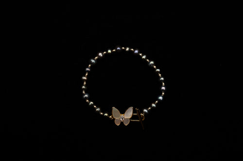 Farasha Iradescent Blue Freshwater Pearl Bracelet (Mother of Pearl Butterfly)
