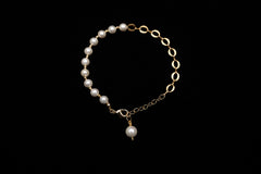 Half n' Half White Seashell Pearl Bracelet