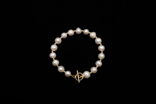 8mm White Freshwater Pearl Bracelet w/ Toggle Clasp