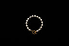 8mm Knotted White Seashell Pearl Bracelet w/ Toggle Clasp