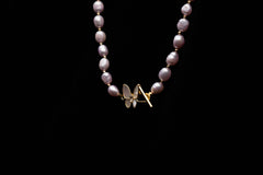 Farasha Pink Freshwater Pearl Necklace (Mother of Pearl Butterfly)