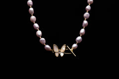 Farasha Pink Freshwater Pearl Necklace (Mother of Pearl Butterfly)