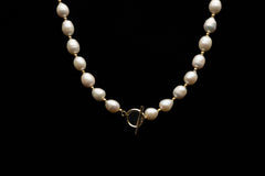 9mm White Freshwater Pearl Necklace with Toggle Clasp