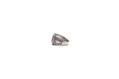 Black Enamel Rectangle Ring with Zircon