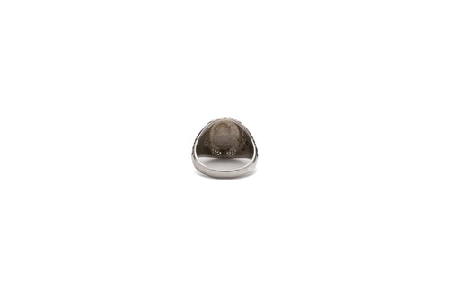 Black Enamel Oval Ring with Zircon