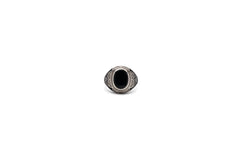 Black Enamel Oval Ring with Zircon