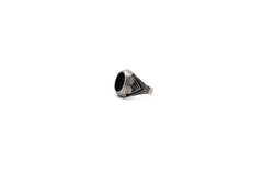 Black Enamel Oval Ring with Zircon