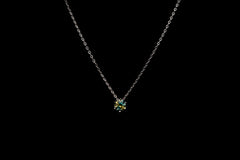 Round Moissanite Necklace (Blueish-Green)