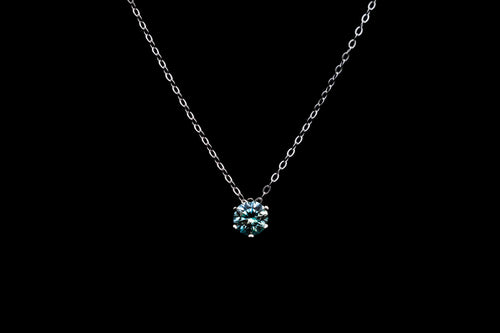 Round Moissanite Necklace (Blue)