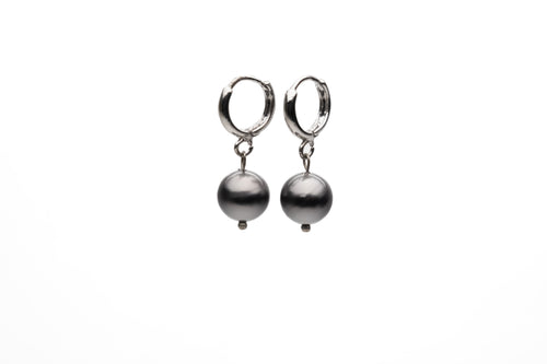10mm Dark Grey Seashell Pearl Earring