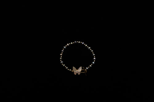 Farasha Iradescent Blue Freshwater Pearl Bracelet (Mother of Pearl Butterfly)