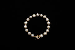 8mm White Freshwater Pearl Bracelet w/ Toggle Clasp