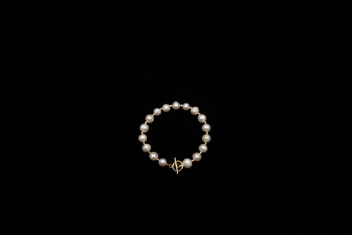 8mm White Freshwater Pearl Bracelet w/ Toggle Clasp