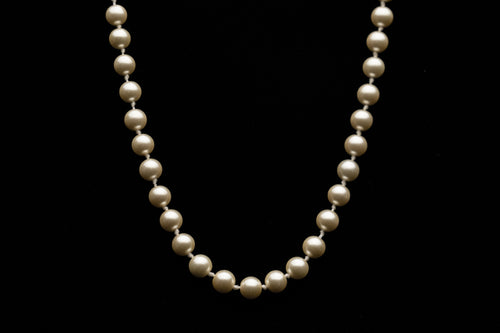8mm Knotted White Seashell Pearl Necklace