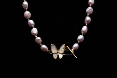 Farasha Pink Freshwater Pearl Necklace (Mother of Pearl Butterfly)