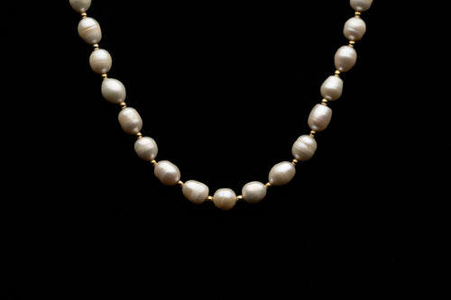 9mm White Freshwater Pearl Necklace with Toggle Clasp