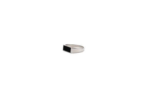 Small Black Enamel Rectangle Ring