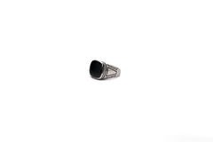 Black Enamel Rectangle Ring with Zircon