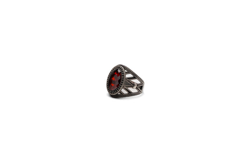 Multi-Faceted Red Stone Ring