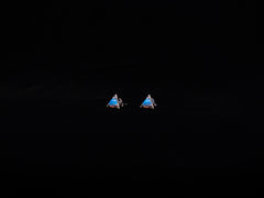 Triangle Blue Opal Earring with Zircon