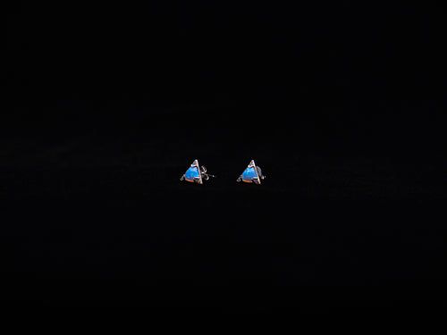 Triangle Blue Opal Earring with Zircon