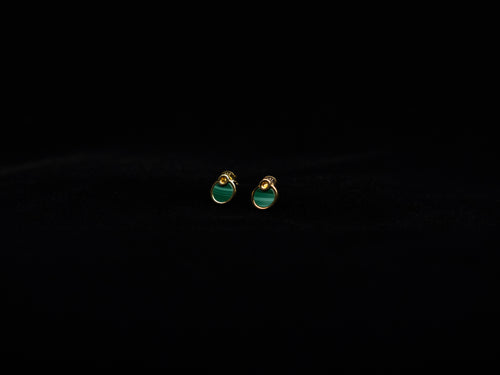 Round Malachite Earring