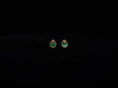 Round Malachite Earring