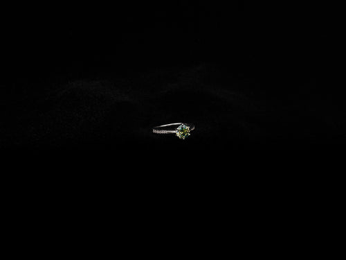 Round Moissanite Ring (Blueish-Green)