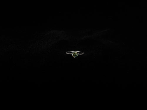 Round Moissanite Ring (Blueish-Green)