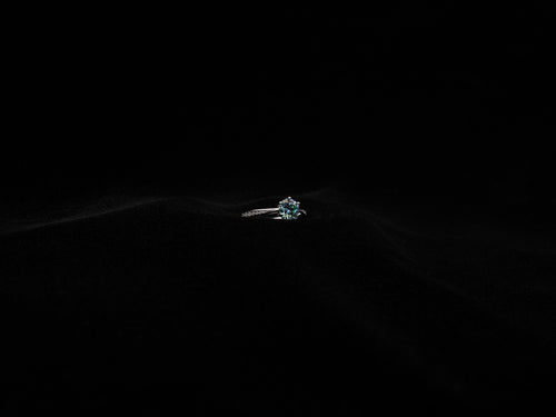 Round Moissanite Ring (Blue)