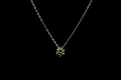 Round Moissanite Necklace (Blueish-Green)