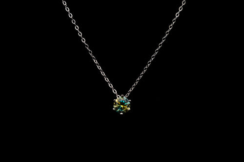 Round Moissanite Necklace (Blueish-Green)