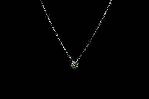 Round Moissanite Necklace (Blueish-Green)